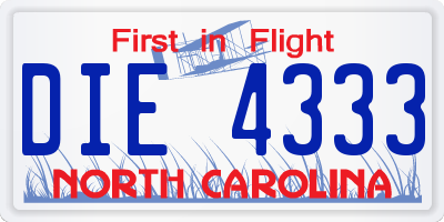 NC license plate DIE4333
