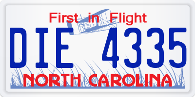 NC license plate DIE4335
