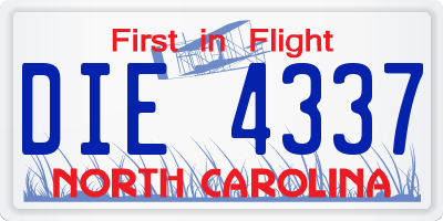 NC license plate DIE4337
