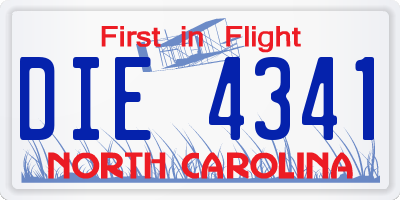 NC license plate DIE4341