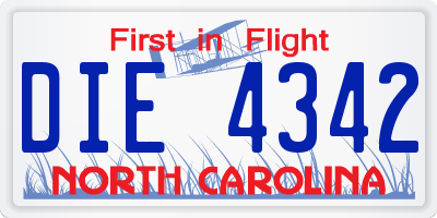 NC license plate DIE4342