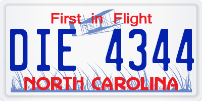 NC license plate DIE4344