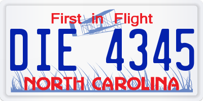 NC license plate DIE4345