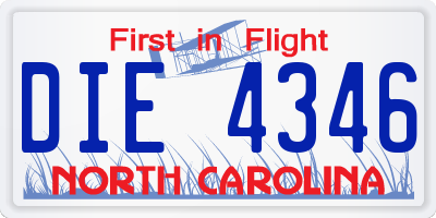 NC license plate DIE4346