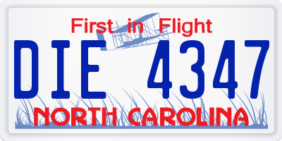 NC license plate DIE4347
