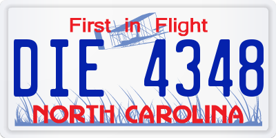 NC license plate DIE4348