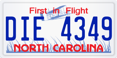NC license plate DIE4349