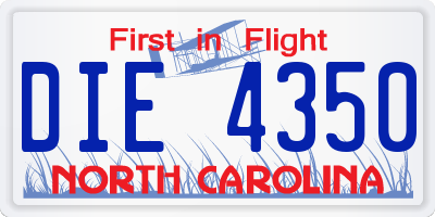 NC license plate DIE4350