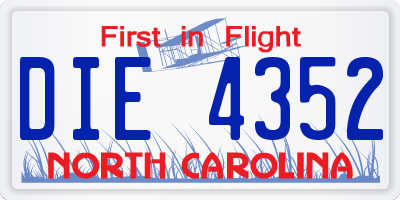 NC license plate DIE4352