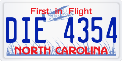 NC license plate DIE4354