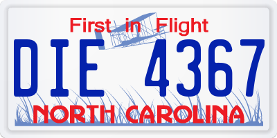 NC license plate DIE4367