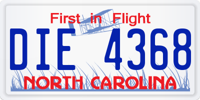 NC license plate DIE4368