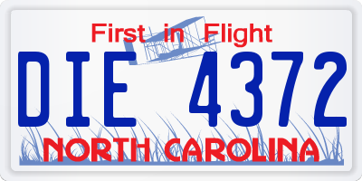 NC license plate DIE4372