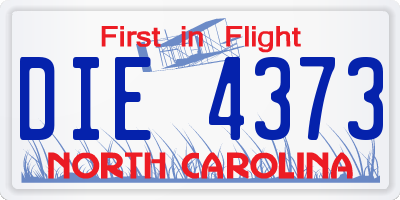 NC license plate DIE4373