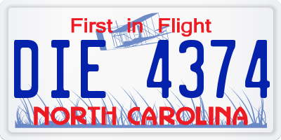 NC license plate DIE4374