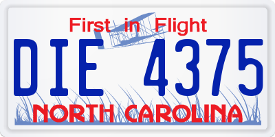 NC license plate DIE4375