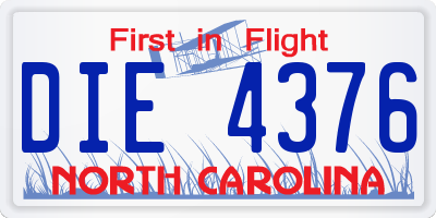 NC license plate DIE4376