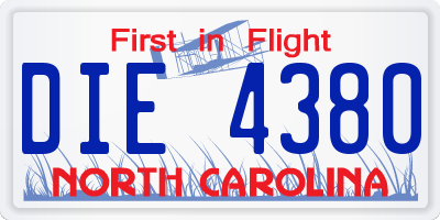 NC license plate DIE4380