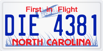 NC license plate DIE4381