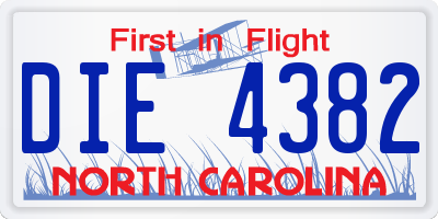 NC license plate DIE4382