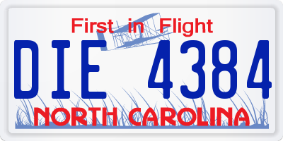 NC license plate DIE4384