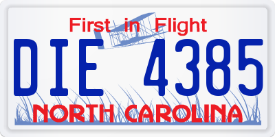 NC license plate DIE4385