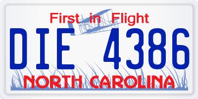 NC license plate DIE4386