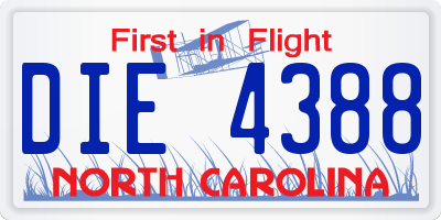 NC license plate DIE4388