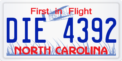 NC license plate DIE4392