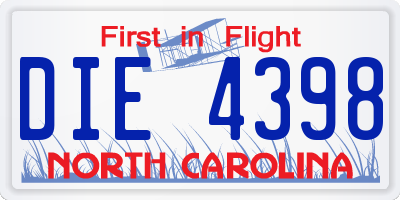 NC license plate DIE4398