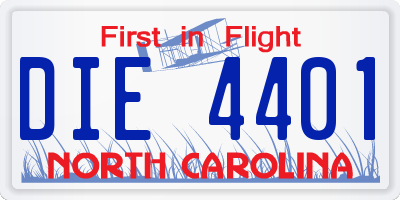 NC license plate DIE4401