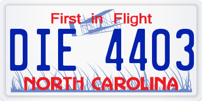 NC license plate DIE4403