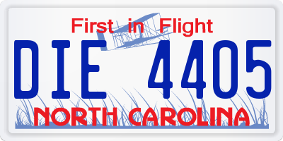 NC license plate DIE4405