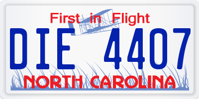 NC license plate DIE4407