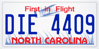 NC license plate DIE4409