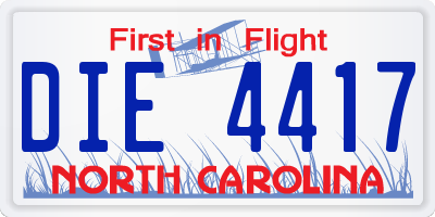 NC license plate DIE4417