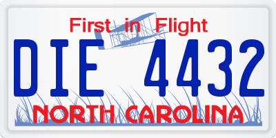 NC license plate DIE4432