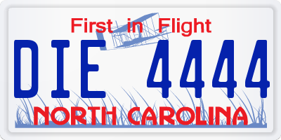 NC license plate DIE4444