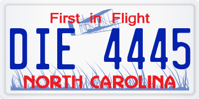 NC license plate DIE4445