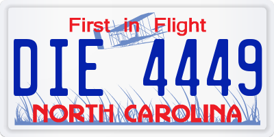 NC license plate DIE4449