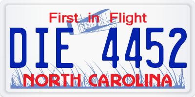 NC license plate DIE4452