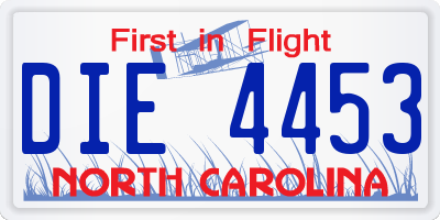 NC license plate DIE4453