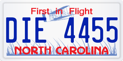 NC license plate DIE4455