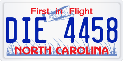 NC license plate DIE4458