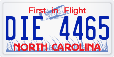 NC license plate DIE4465