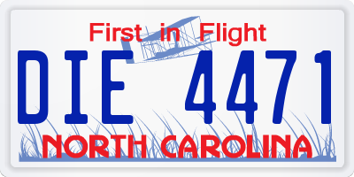 NC license plate DIE4471