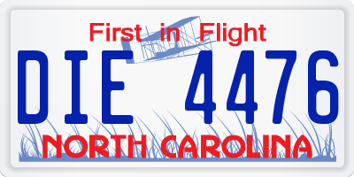 NC license plate DIE4476