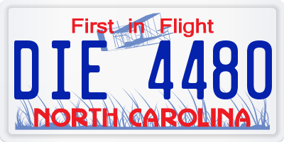NC license plate DIE4480