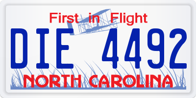 NC license plate DIE4492