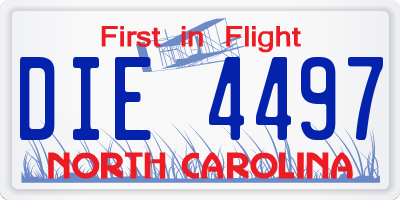 NC license plate DIE4497